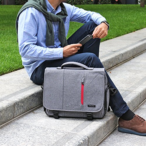 Laptoptasche, Snugg – Graue Notebooktasche – Umhängetasche für Laptops mit einer Bildschirmdiagonale von bis zu 15.6 Zoll - 8