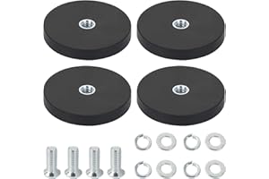 UTEBIT 4 Piezas Imanes de Neodimio 43mm Imanes Redondos de Goma con Rosca M6, 8,5 kg de Fuerza de Sujeción, Base de Montaje Magnética para Cámara Luz Lámparas Vehículos Fijación de Herramientas