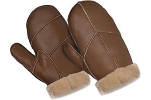 Harssidanzar Gants d'hiver pour hommes,gants en cuir véritable chaud doublés de laine de mouton KM054EU