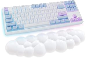 Sushret Wrist Rest Keyboard, Angel Wings Palm Rest Keyboard with PU Leather Memory Foam, Cute Cloud Wrist Rest, Cloud Wrist Rest for Gaming Accessories/Desk Accessories/PC