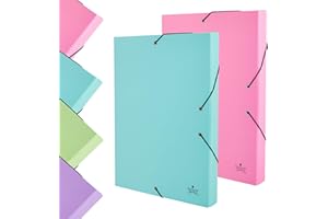 Quijote Paper World CARPETA DE PROYECTO - Carpeta para archivo, colores pastel, medidas 34x24x3cm, gomas elástica, para A4, uso escolar y oficina - PACK 2 SURTIDO