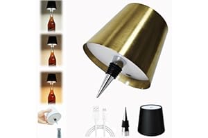 Neioaas Wireless Bottle Lamp,2025 New 3 Color Stepless Dimming Wireless Wine Bottle Lamp, USB Rechargeable Touch LED Wine Bottle Lights for Home,Bar,Camping,Travel (Gold, 1PC)