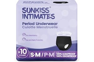SUNKISS INTIMATES Engångsperiodunderkläder, tungt flöde, S/M, svart, 10 | Maximal absorptionsförmåga, tungt flöde period underkläder, nödvändigheter efter födseln, läckageskydd, mjuk bekväm passform