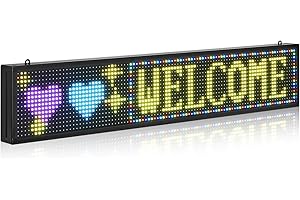 VEVOR Pannello Digitale Scorrevole Flessibile a Colori P10 Programmabile a LED, Pannello Espositivo Fai da Te, Motivo Testo Personalizzato, Controllo GIF App Bluetooth, 990 x 190 x 55 mm