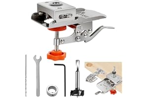 LOMHYVE Plantilla de perforación de bisagra de 35 mm, perforación rápida, guía de taladro, cinta de perforación para carpintería de puertas y armarios, aleación de aluminio, herramienta de carpintería