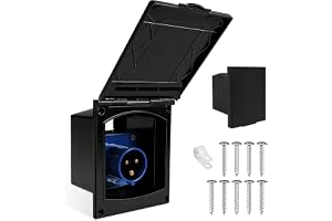 BORDEAG CEE-uttag, camping CEE-inmatningskontakt 16 A, IP44, 220 V-240 V husvagnsuttag med gångjärnslock, tilläggskontakt, hu