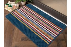 RUGS SUPERSTORE Multi-Stripe Non-Slip Runner Rug, Navy Blue with Colourful Stripes, Washable, Rubber Back, Indoor Utility Mat (50X80cm)