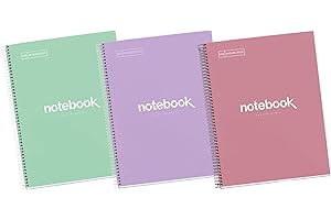 Miquelrius - Confezione 3 Quaderni A4 Emotions, 80 fogli 90 g/m², Griglia 5 x 5 mm, 1 striscia a colori, Spirale microperforata, Taccuino a griglia, Copertina extra rigida, 4 fori, Colori moderni