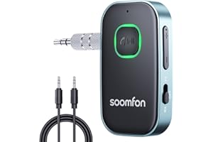 2 w 1 Bluetooth 5.0 nadajnik odbiornik jack 3,5 mm, adapter SOOMFON Aux Bluetooth, bezprzewodowy rozdzielacz Bluetooth, transmiter Bluetooth, odbiornik do samochodu, telewizora, słuchawek, wieży