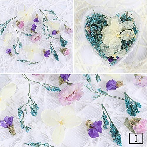 1 Box Mixed Dried Flowers Nail Art DIY Preserved Flower With Heart-Shaped Box Glass Bottle Decor #I