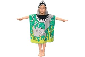 JORAKI Poncho da Bagno per Bambini, Asciugamano da Spiaggia con Cappuccio Telo Mare in Microfibra per Bagno Doccia, Nuotare, Piscina Accappatoio per Ragazzi 2-8 Anni