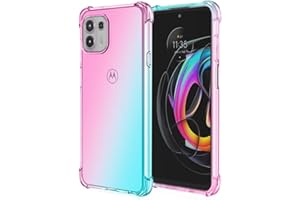 EASSGU Funda para Motorola Moto Edge 20 Lite (6.7" Inches), Carcasa Protectora de Color Degradado Transparente, Case para Teléfono Anticaída y Antiarañazos - Rosado Verde