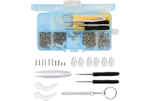 FANTASYON 500+ Pcs Eyeglass Sunglass Glasses Repair Tool Kit, Spectacle Repair Screwdriver Set - Mini Screwdriver, Screws Nuts, Silicone Nose Pads, Tweezer, Glasses Cloth Assortment Repair Tool Set