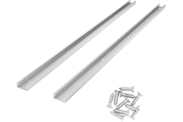 QWORK® 2 st 800 mm T-slot spår av aluminiumlegering, T-spår med självgängande skruvar för bordssåg för snickare