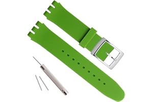 OliBoPo Alligator Grain Cow Leather Stainless Steel Buckle Watch Band Strap for Swatch