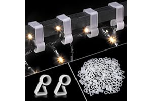 Vikdio 120 Pcs Gutter Hooks Hang Clip Hooks for Securing Outdoor String Lights, Ideal for Hanging Icicle Meteor Shower Lights on Wedding Christmas Xmas Halloween Garden Tree Home Decor