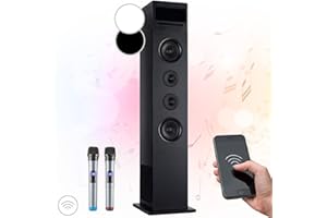 Auna Karaoke Professionale Completo, Cassa Karaoke Portatile per Bambini e Adulti con Microfono Karaoke, Karaoke con Altoparlante a Torre, USB, Casse Dj, LED, Canta Tu Karaoke Bambini con 2 Microfoni