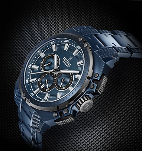 Festina CHRONO BIKE SPECIAL EDITION 2016 Men's Quartz Watch with Blue Dial Chronograph Display and Blue Stainless Steel Plated Bracelet F16973/1