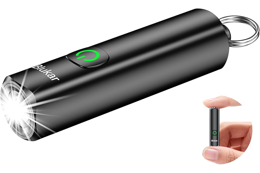 Blukar Mini Torch Rechargeable, EDC Keychain Flashlight with 3 Lighting Modes, IPX6 Waterproof, Memory Function, Compact Portable Pocket Torches for Daily Carry, Emergency, Camping, Hiking, Outdoor