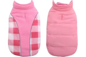 CITÉTOILE Cappotto per Cani Antivento, Giubbotto Invernale Cane Reversibile di Taglia Piccola/Media/Grande, Giacca Gilet Invernale Cane con Foro per Imbracatura, Riflettente, Rosa, S