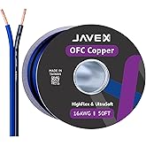 JAVEX Speaker Wire 16-Gauge AWG [0.16mm Strands Oxygen-Free Copper 99.9%] Stranded Copper, Blue/Black, Cable for Hi-Fi System