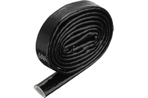 QUARKZMAN 0,4" ID 3,3 pieds Chaleur Blindé Feu Manchon Silicone Enduit Fibre Verre Ruban, pour Automobile Tuyau Lignes Fils Électrique Câblage, Gaine Thermique Protection, Noir