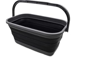 SAMMART Panier/seau rectangulaire, pliable, de 11,6 l, gris/noir, 1 pièce