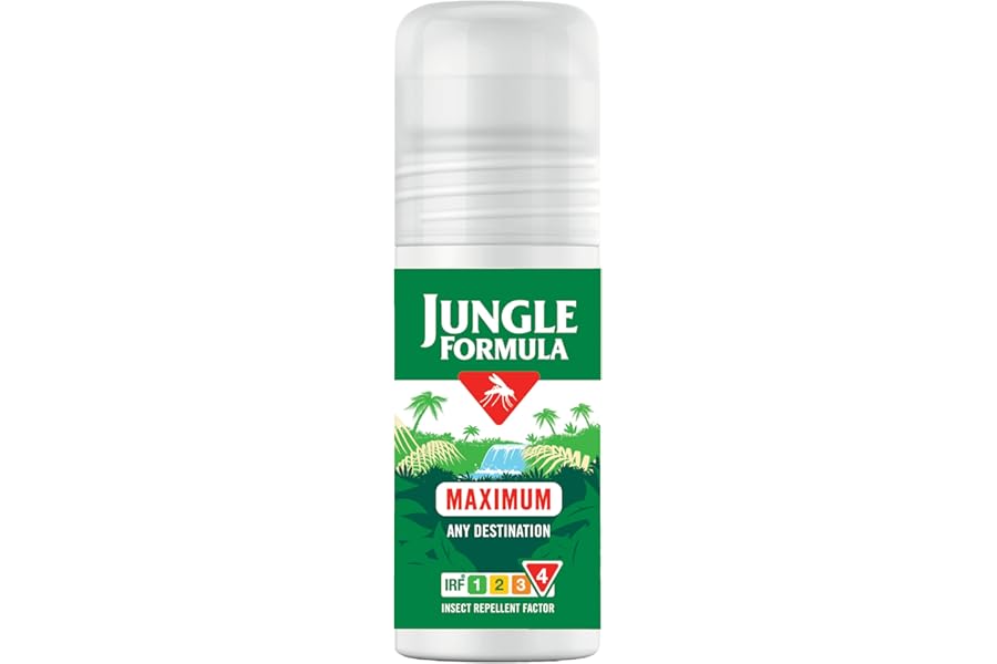 Jungle Formula Maximum Strength Insect Repellent Roll On (50ml - 50% DEET) - Up to 12 Hour Protection Against Mosquitoes, Ticks & Biting Insects - for Travel & Domestic Use