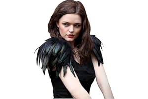 keland Szal na ramiona Stola peleryna ponczo paski gotyckie z piórami dla kobiet Halloween cosplay kostium (czarny)