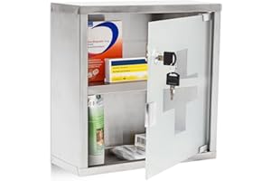KOOPMAN INTERNATIONAL Medizinschrank Arzneischrank Hausapotheke aus Edelstahl & Glas