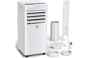 KGOGO Condizionatore Portatile 9000 BTU con Deumidificatore 4 in 1, Ventilatore di Raffreddamento a 2 Velocità, Display Digitale e Telecomando, Kit Finestra, Timer 24 Ore Per Stanze Fino a 25 m²/78m³