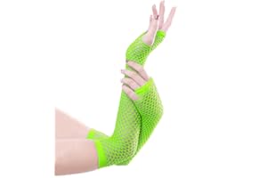 PrettyLoveHose Panja Short Net Gants Résilles Mitaines Longue Extensible (Blanc, Noir, Rouge, Vert, Violet, Jaune, Bleu, Orange, Rose, Arc-en-Ciel, Blanc Strass, Noir Strass)