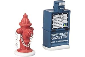 Department 56 Village Fire Hydrant And Newspaper Box Accessory Set of 2