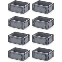 Auer Packaging 8x Eurobehälter Set - 30x20x18,5 Cm Mit Deckel Inkl. Zollstock