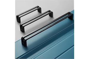 Guolich 2-częściowy uchwyt do szafy, do drzwi kuchennych, do mebli, do domu, kuchni, biura, stolika nocnego, komody, szafy, klamki drzwi szafy (czarny, odstęp między otworami 192 mm)