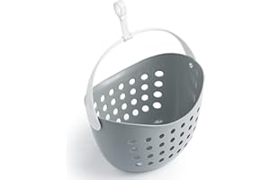 culiclean Peg Basket for Clothes Pegs for Washing Line/Laundry Pegs 1 Basket ultimate grey with white Handle, with Hanger, Alternative to Peg Bag