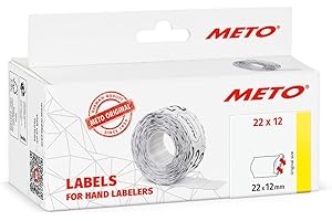 Etiquetas Meto para etiquetadoras manuales 9506155 (22 x 12 mm, 1 línea, 6000 unidades, adherencia permanente, para Meto, Contact, Sato, Avery, Tovel, Samark, etc.) 6 rollos, blanco