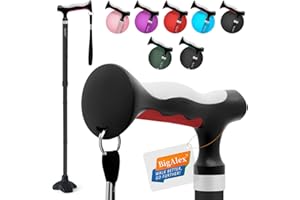 BigAlex Gehstock Klappbar für Damen und Herren, Faltbare, Höhenverstellbare Gehstöcke für Senioren & Erwachsene Stabil, Stöcke mit Rutschfester Quad-Basis, Eleganter Stock für Aufstehhilfe, Gehhilfe