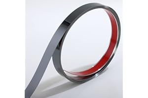 GAAHING Molduras y molduras de pared | Acabado tipo espejo metalizado negro de acero inoxidable, diseño despegar y pegar, 5 m x 2 cm