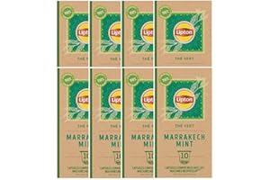 Lipton Thé Vert Marrakech Mint, 80 Capsules Compatibles Nespresso, Antioxydant et Parfumé, Menthe Fraîche et Délicate, Label Rainforest Alliance, 8x10 Capsules
