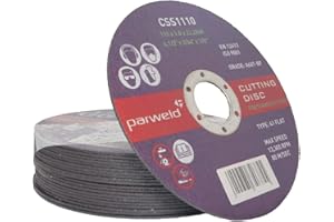 (Pack of 100) PARWELD 115 x 1mm Thin Metal Cutting Discs for mild Steel & Stainless (4.5" Discs)