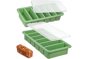 Kamehame Suppen Einfrieren Behälter Silikon Gefrierform mit Deckel 2 Stück 6 Löcher Super Cube Freezer Lebensmittelbehälter Extra Große Eiswürfelform für Suppe, Ice Cube, Brühe, Soße oder Butter