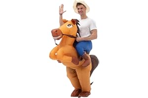 IRETG Costumi da cavallo gonfiabili per adulti equitazione costume da cavallo soffiaggio up cavallo vestito divertente fantasia per Halloween