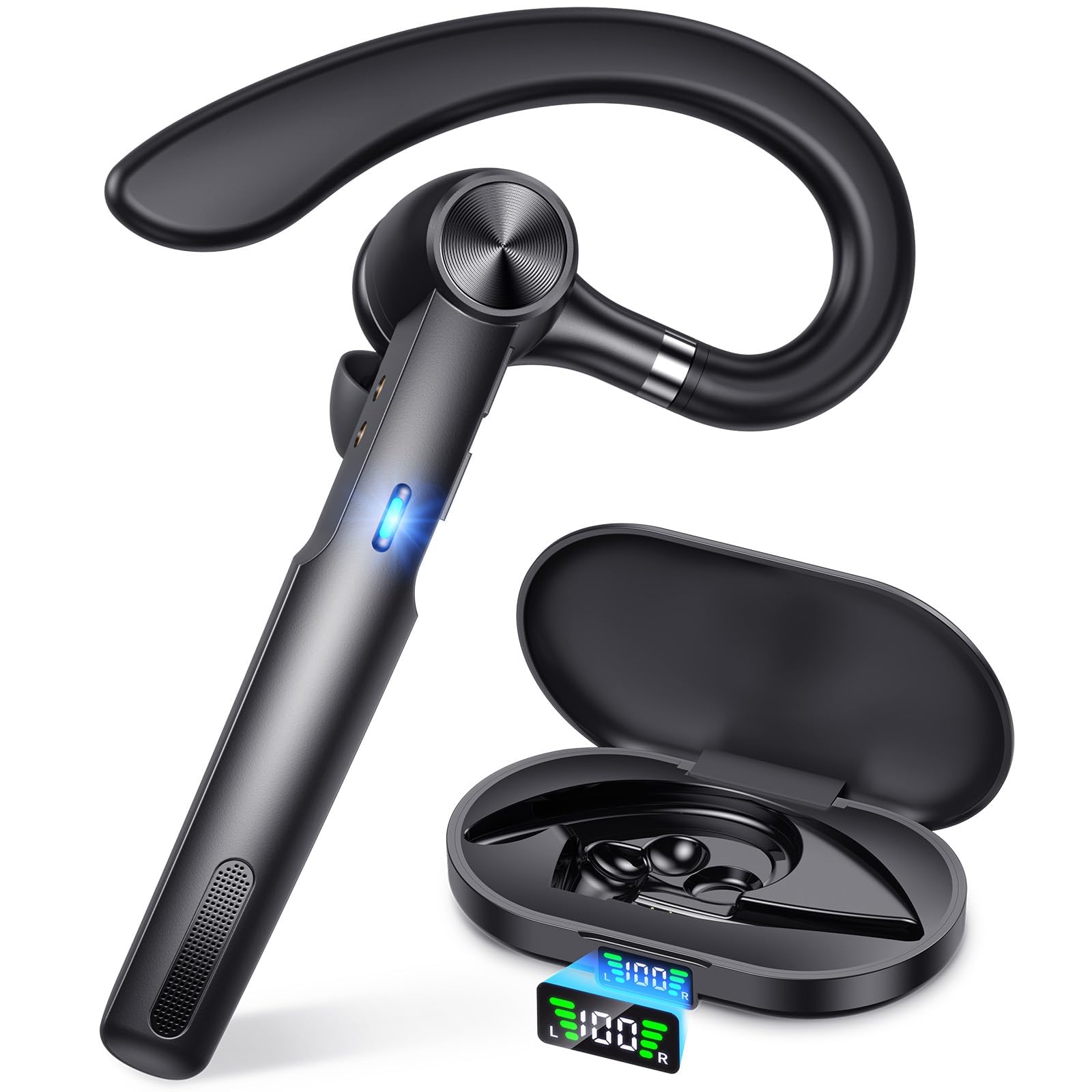 5.3 Bluetooth Headphones Wireless with Mic, Wireless Headphones for Teams Meeting, Driving Headphones with 800mAh Charging Ca