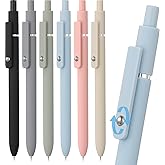 LINFANC 6 Paket Sevimli Jel Kalemler, Geri &Ccedil;ekilebilir Hızlı Kuru Jel M&uuml;rekkep Kalemi, İnce Nokta 0.5mm Siyah M&uuml;rekkep Yuvarl