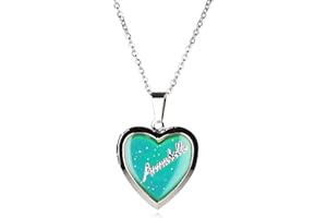 A to C Girls Personalised Name Heart Shaped Mood Locket Pendant Kids Necklace