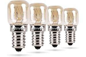 HEITECH PROMOTION GMBH HEITECH Paquete de 4 bombillas para horno 15W E14 - Bombilla para horno resistente al calor hasta 300 grados para horno - Bombilla para horno con cápsula T22, 75 lúmenes, 2600K