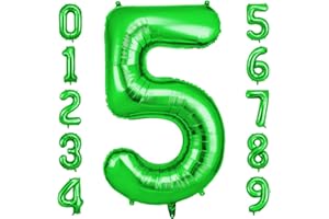 OFFCUP Zahlen Luftballon Grün, Folienballon Zahl 5, 40 Zoll Helium Ballons Geburtstagsdeko Mädchen Junge Kindergeburtstag Party Deko Ballon Zahl Deko zum Geburtstag Silvester Deko Neujahr Deko