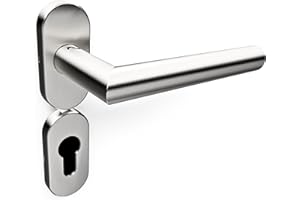 Sempro Livia Oval - Drückergarnitur aus rostfreiem Edelstahl für Gartentore, flexibler Schraubenabstand von 45 bis 50mm (1 Paar)