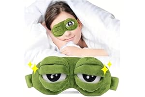 PLAYZOCO Antifaz para dormir de rana Loca, Cubreojos de rana para el sueño, Antifaz para dormir divertido, Máscara de Ojo de Rana, Cubreojos temático de rana, Ajustable, Poliéster, Diseño rana